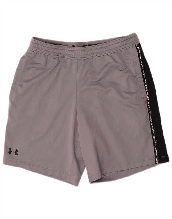 Under Armour Mens Graphic Sport Shorts Large Grey Colourblock Polyester