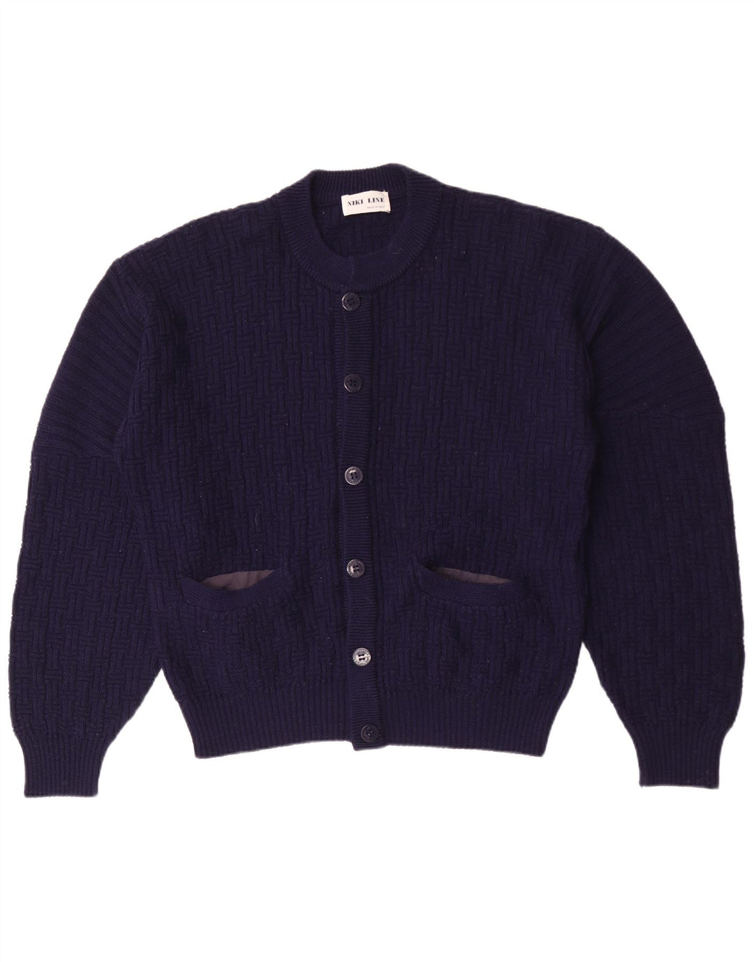 Niki Line Mens Cardigan Sweater Large Navy Blue