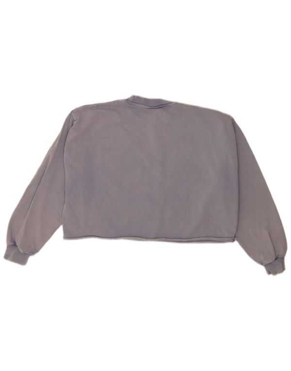 Ellesse Womens Crop Oversized Sweatshirt Jumper UK 8 Small Blue Cotton