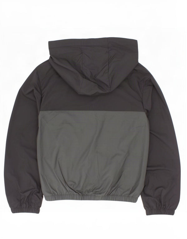 Adidas Boys Hooded Pullover Rain Jacket 7-8 Years Black Colourblock