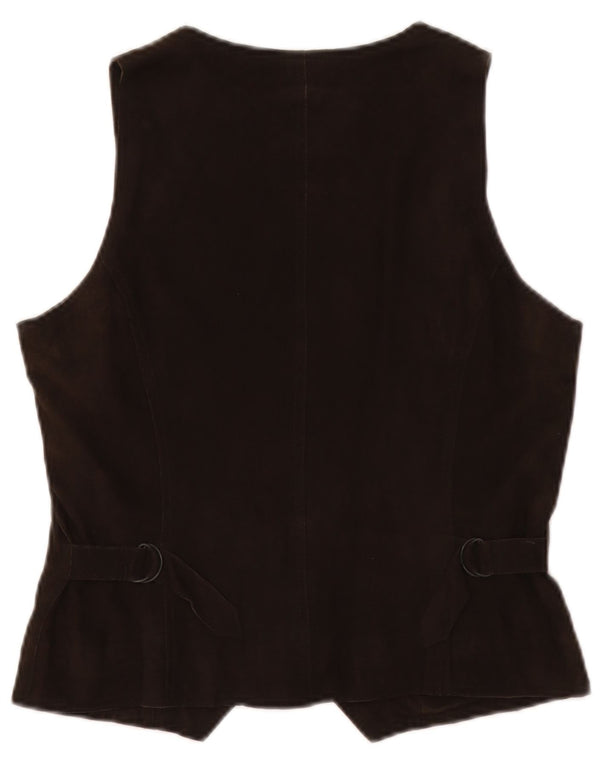Marc O'Polo Womens Suede Waistcoat EU 38 Medium Brown Leather