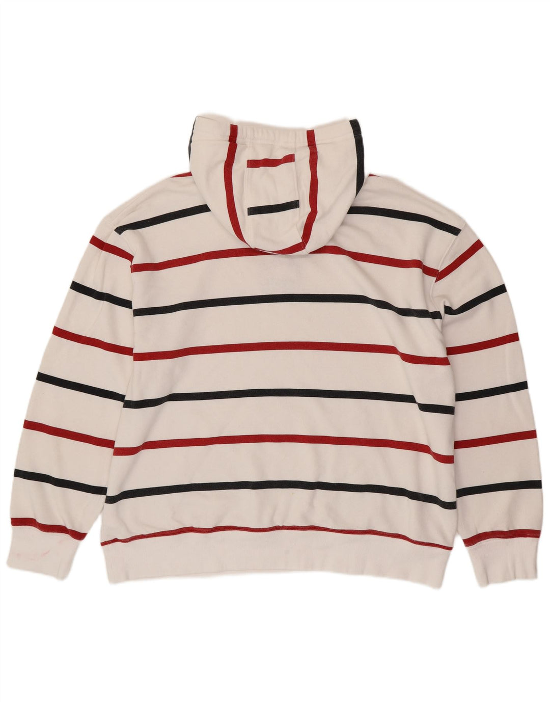 TOMMY HILFIGER Mens Hoodie Jumper 2XL White Striped Cotton