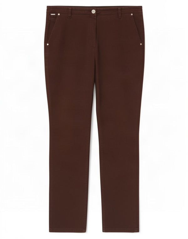 Marks & Spencer Womens Per Una High Waist Slim Chino Trousers W36 L29 Brown