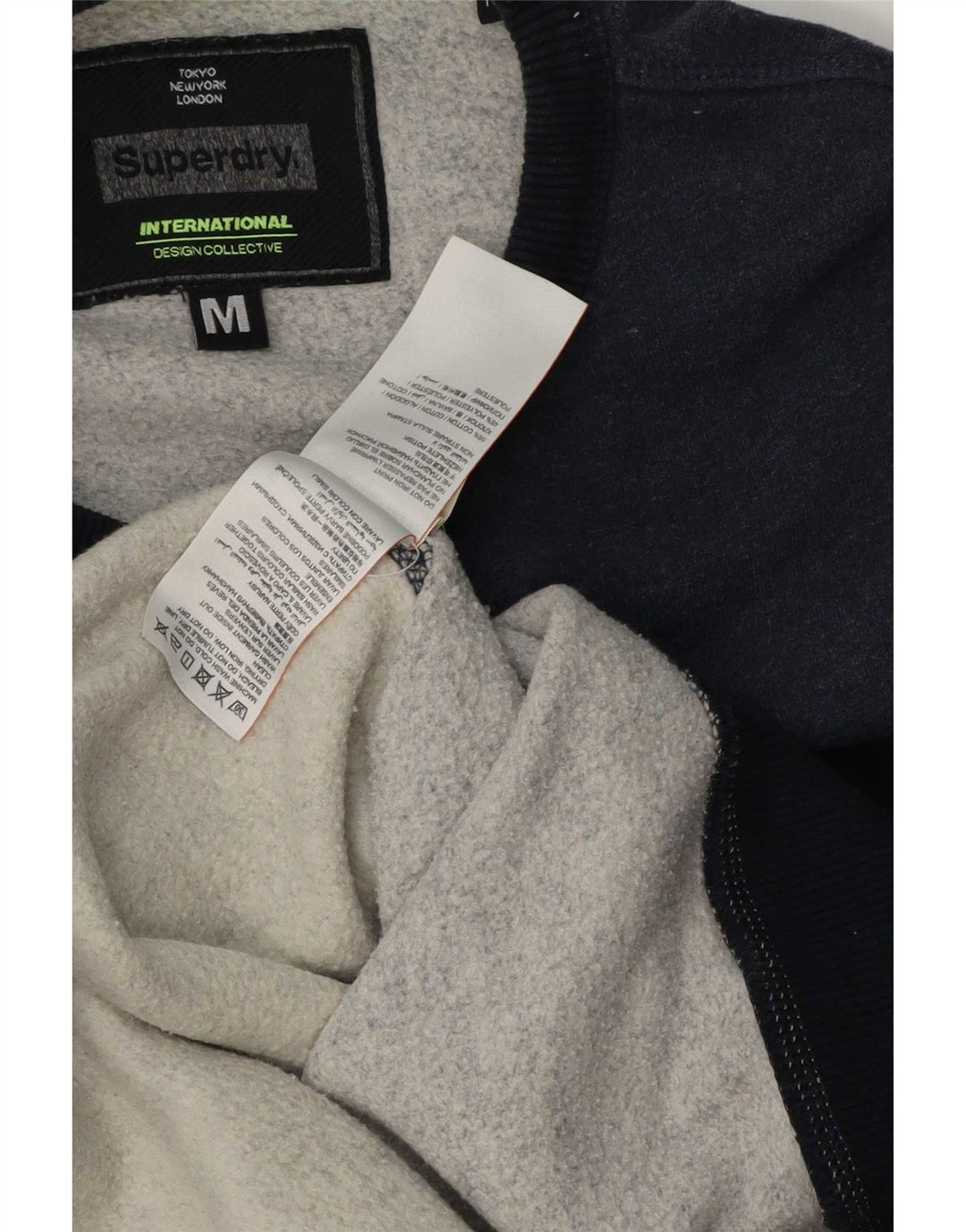 Superdry Mens Graphic Sweatshirt Jumper Medium Navy Blue Colourblock Cotton