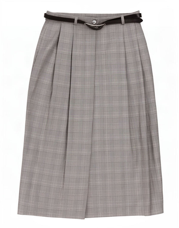 Vintage Womens Wrap Skirt UK 10 Small W27 Grey Houndstooth Polyester