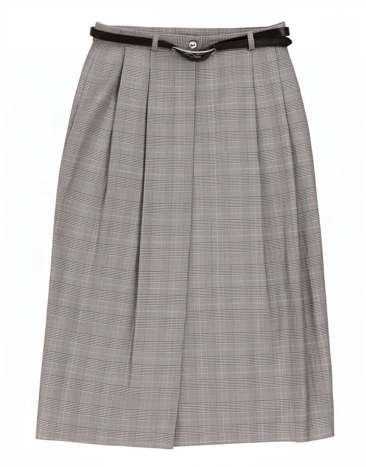 Vintage Womens Wrap Skirt UK 10 Small W27 Grey Houndstooth Polyester