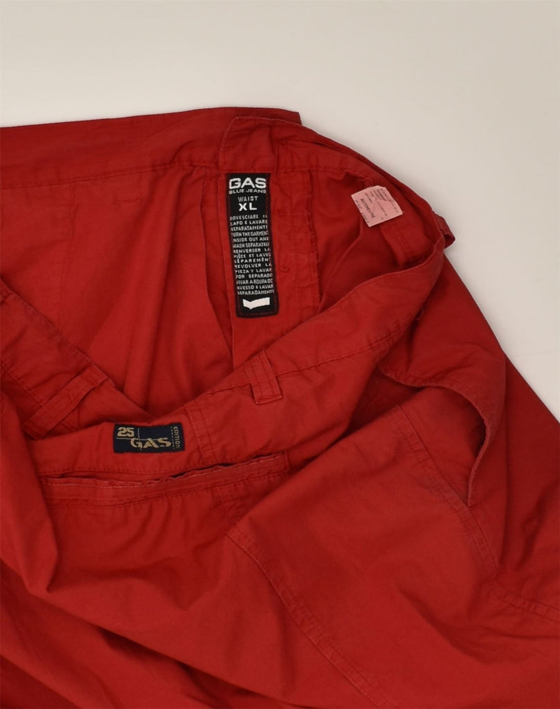 GAS Mens Straight Casual Trousers XL W34 Red Cotton | Vintage Gas | Thrift | Second-Hand Gas | Used Clothing | Messina Hembry 