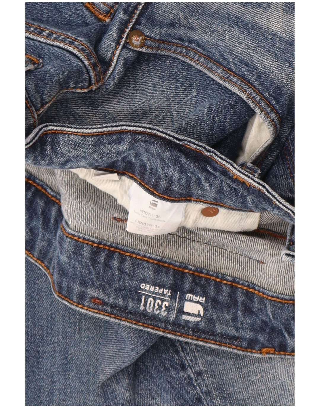 G-STAR Mens 3301 Tapered Jeans W36 L34 Blue