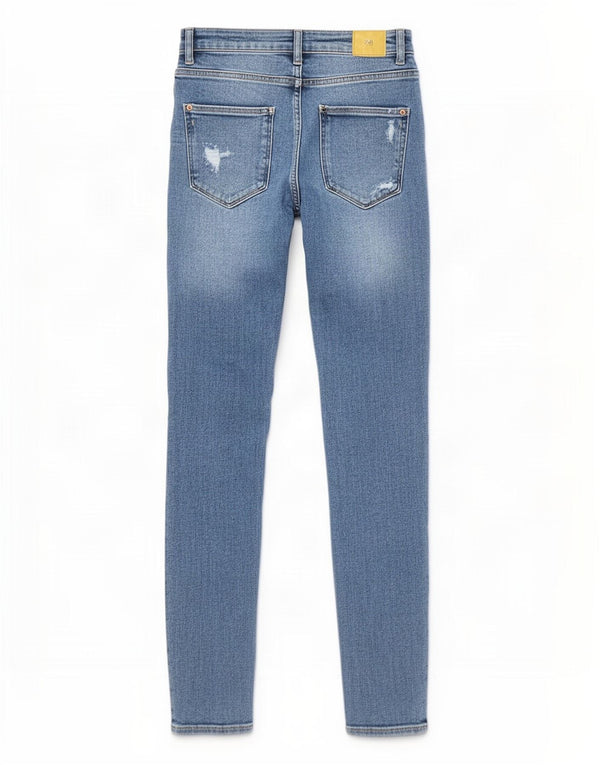 Zara Womens High Waist Distressed Skinny Jeans EU 36 XS W26 L27 Blue Cotton