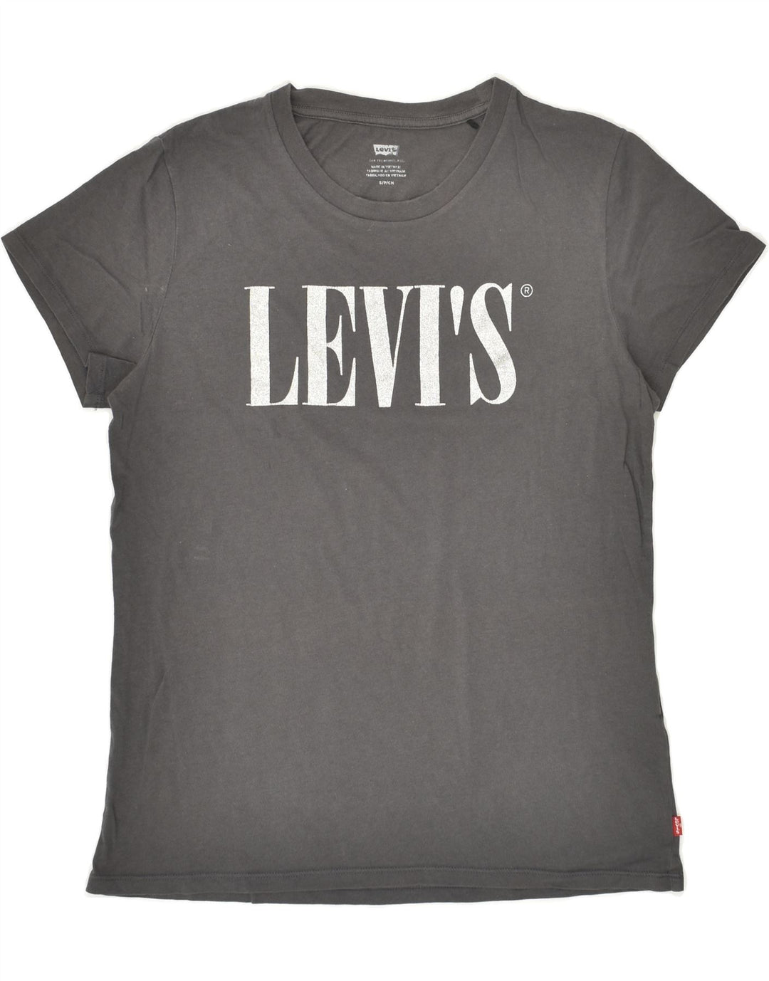 LEVI'S Womens Graphic T-Shirt Top UK 10 Small Grey Cotton | Vintage Levi's | Thrift | Second-Hand Levi's | Used Clothing | Messina Hembry 