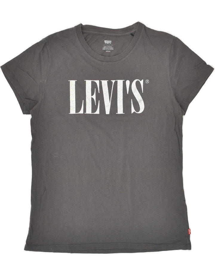 LEVI'S Womens Graphic T-Shirt Top UK 10 Small Grey Cotton | Vintage Levi's | Thrift | Second-Hand Levi's | Used Clothing | Messina Hembry 