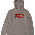 Levi's Mens Graphic Hoodie Jumper Medium Grey Flecked Cotton