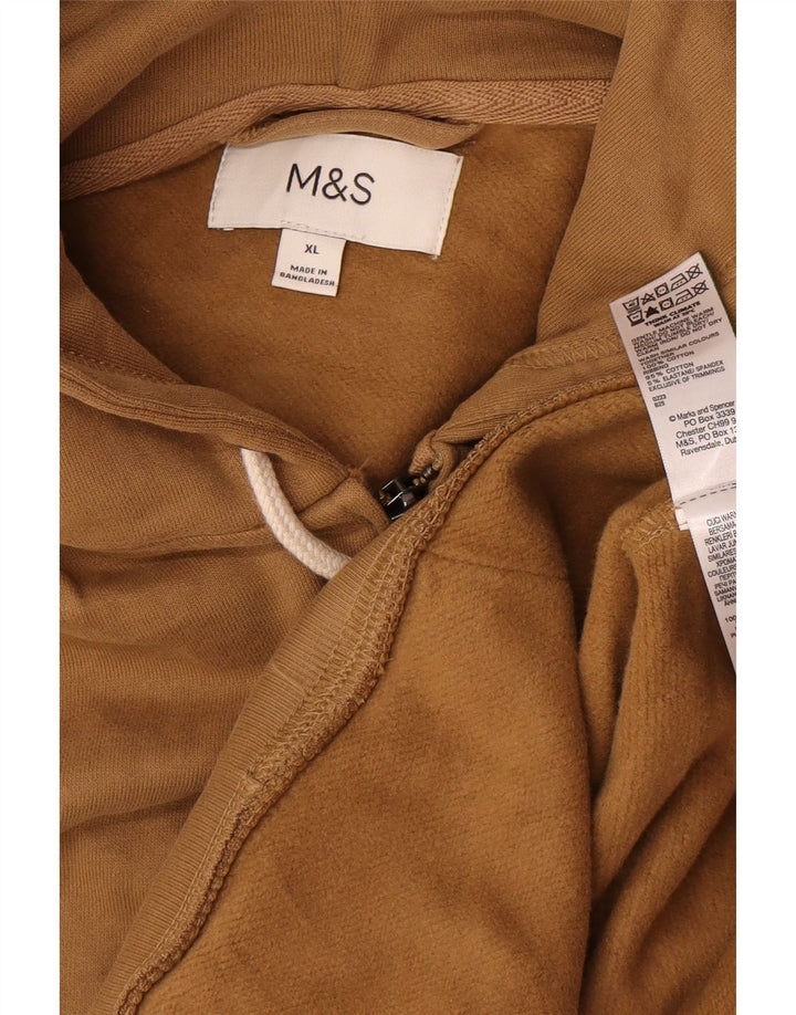 Marks & Spencer Mens Zip Hoodie Sweater XL Beige Cotton