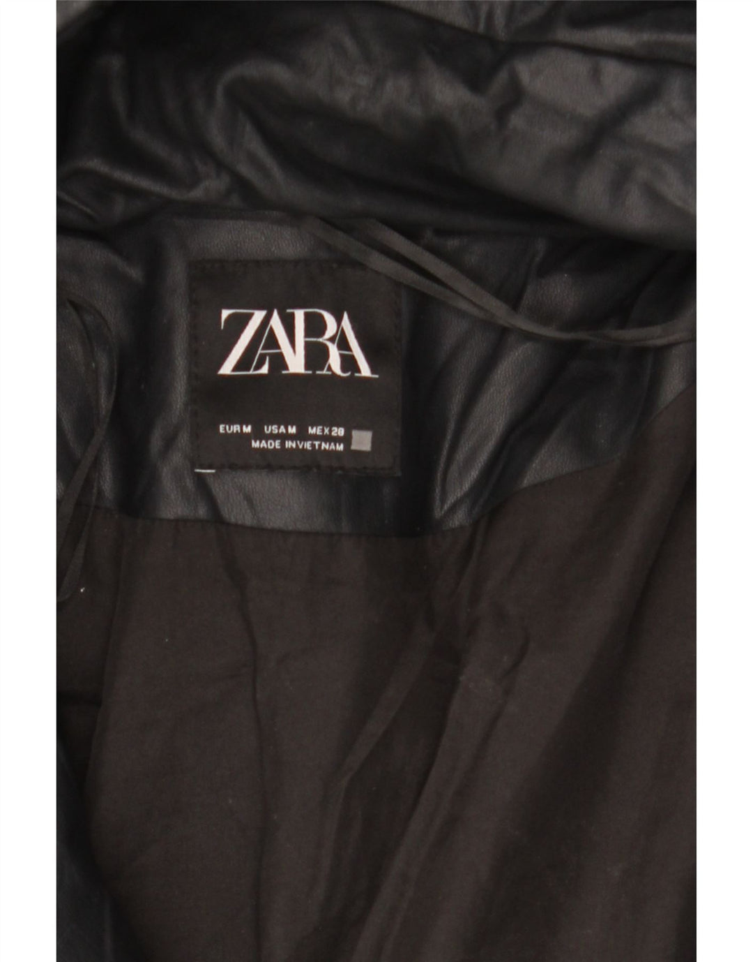 Zara Womens Oversized Hooded Faux Leather Padded Jacket UK 14 Medium Black