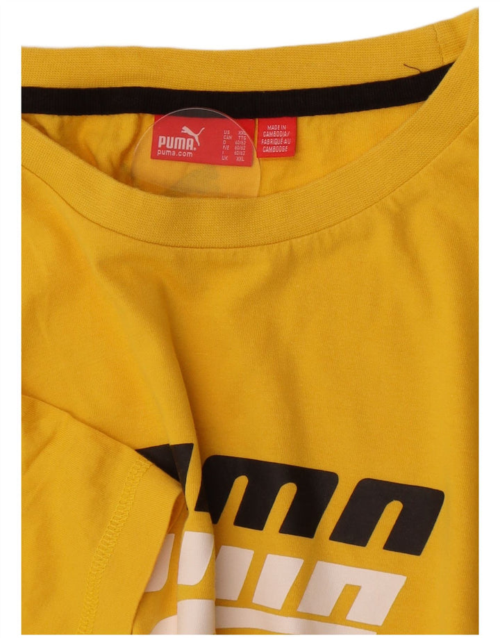 Puma Mens Graphic T-Shirt Top 2XL Yellow