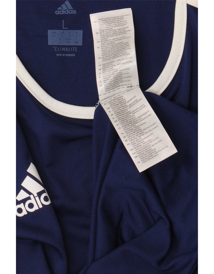 Adidas Mens Climalite T-Shirt Top Large Navy Blue Colourblock Polyester