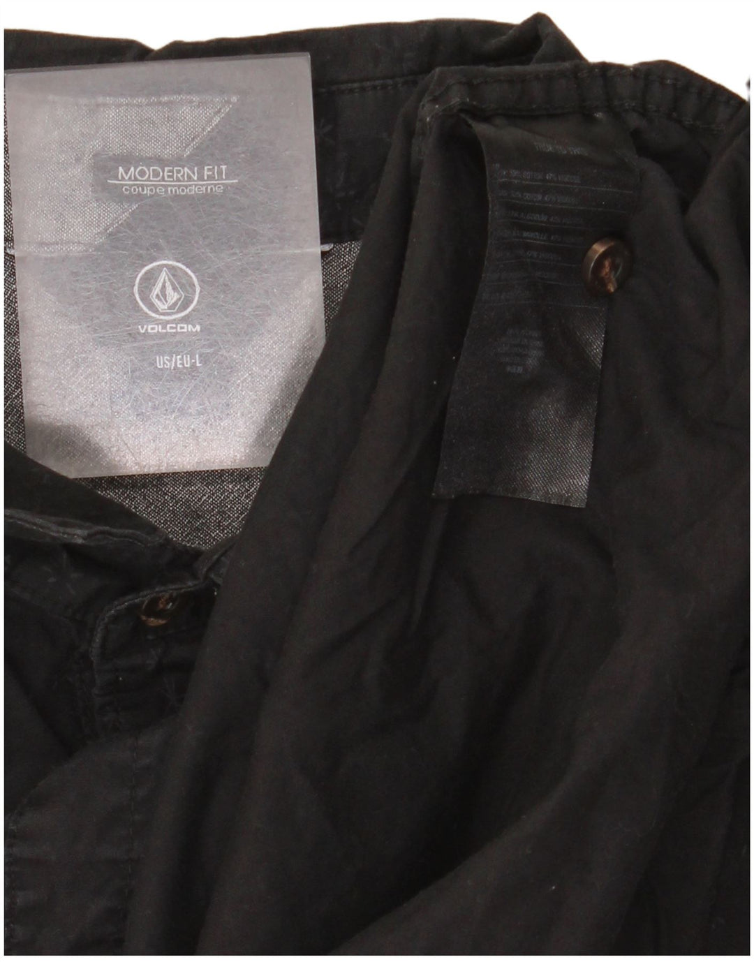 Volcom Mens Modern Fit Shirt Large Black Spotted Cotton