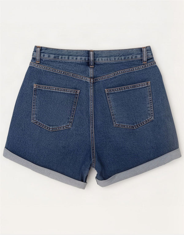 Topshop Womens Pleated Denim Shorts UK 10 Small W28 Blue Cotton