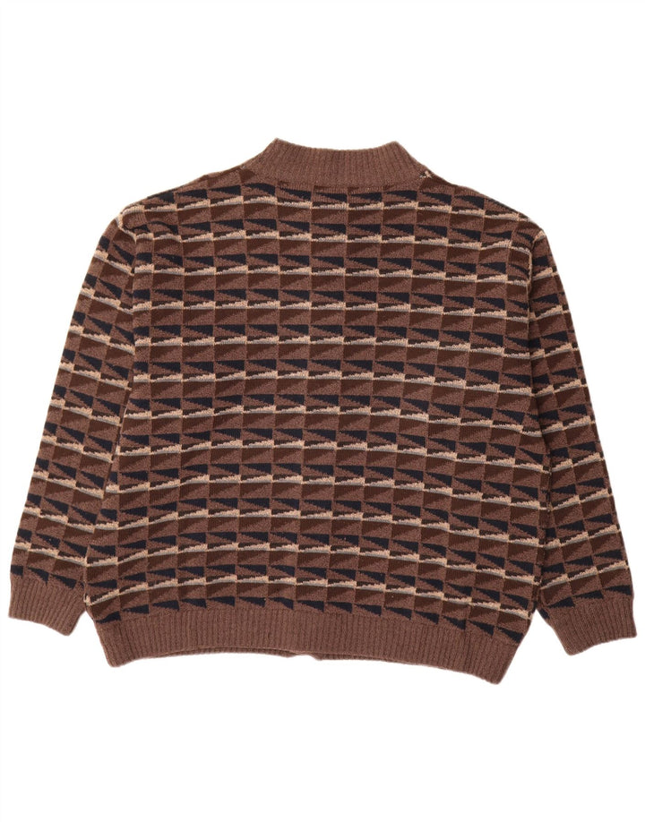 Mazzonetto Mens Cardigan Sweater XL Brown Geometric