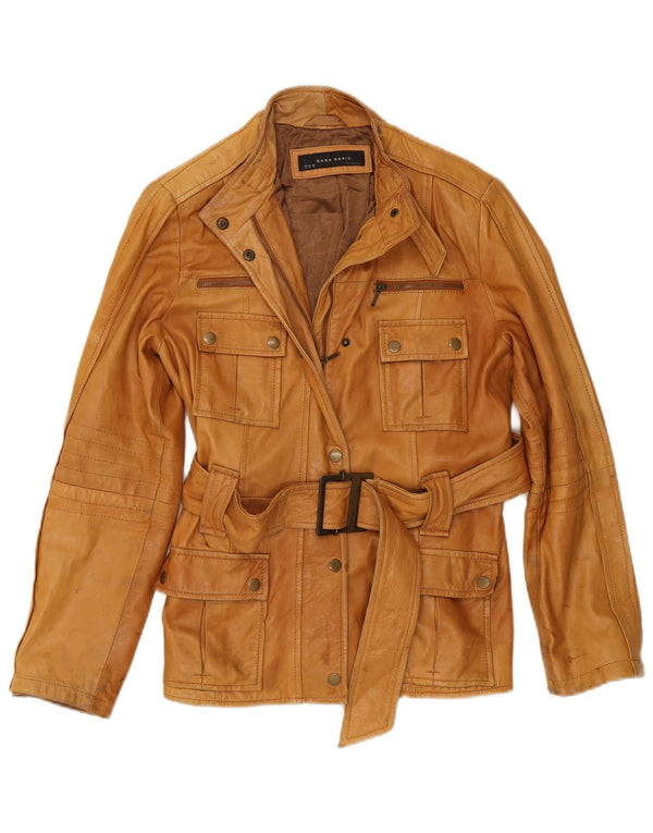 Zara Womens Leather Jacket UK 18 XL Beige
