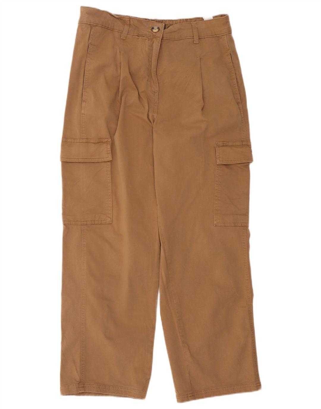 Marks & Spencer Womens Crop Cargo Trousers UK 12 Medium W34 L26 Beige