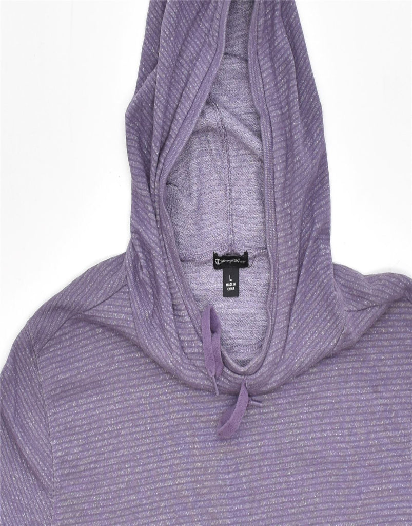 CHAMPION Womens Hoodie Jumper UK 16 Large Purple Cotton | Vintage | Thrift | Second-Hand | Used Clothing | Messina Hembry 