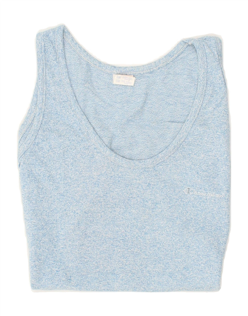 CHAMPION Womens Vest Top UK 10 Small Blue Flecked Cotton | Vintage Champion | Thrift | Second-Hand Champion | Used Clothing | Messina Hembry 