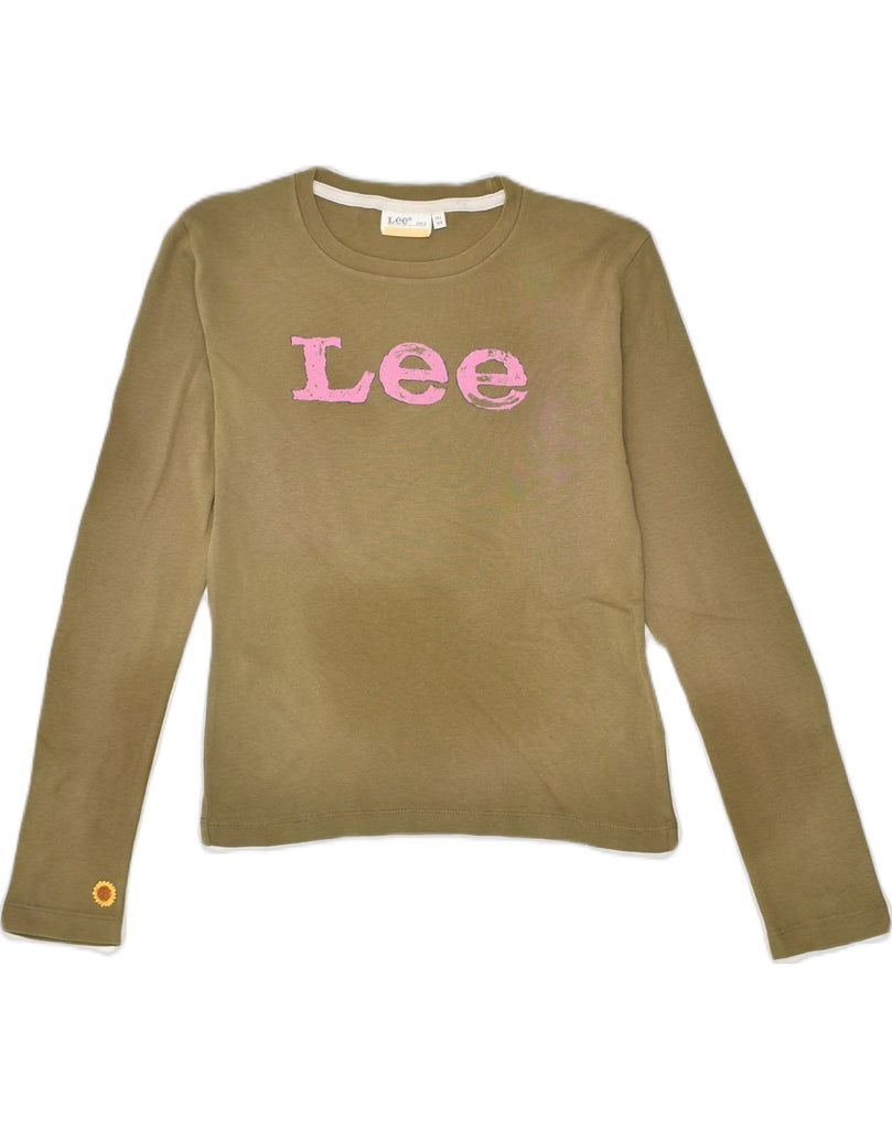 LEE Girls Graphic Top Long Sleeve 13-14 Years Brown Cotton | Vintage Lee | Thrift | Second-Hand Lee | Used Clothing | Messina Hembry 