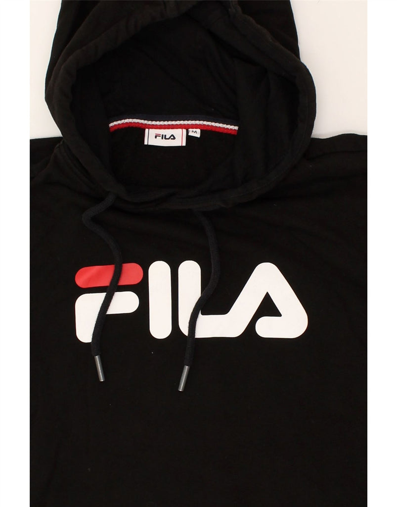 FILA Mens Graphic Hoodie Jumper Medium Black Cotton | Vintage Fila | Thrift | Second-Hand Fila | Used Clothing | Messina Hembry 