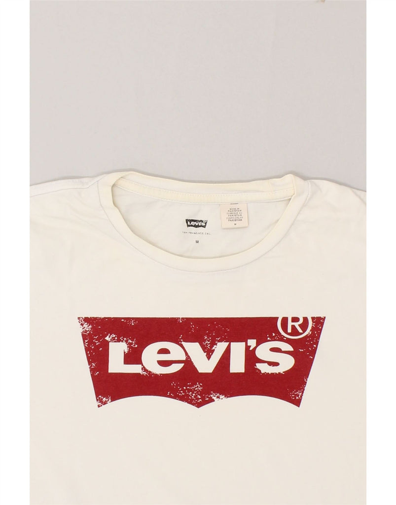 LEVI'S Mens Graphic T-Shirt Top Medium Off White Cotton Vintage Levi's and Second-Hand Levi's from Messina Hembry 