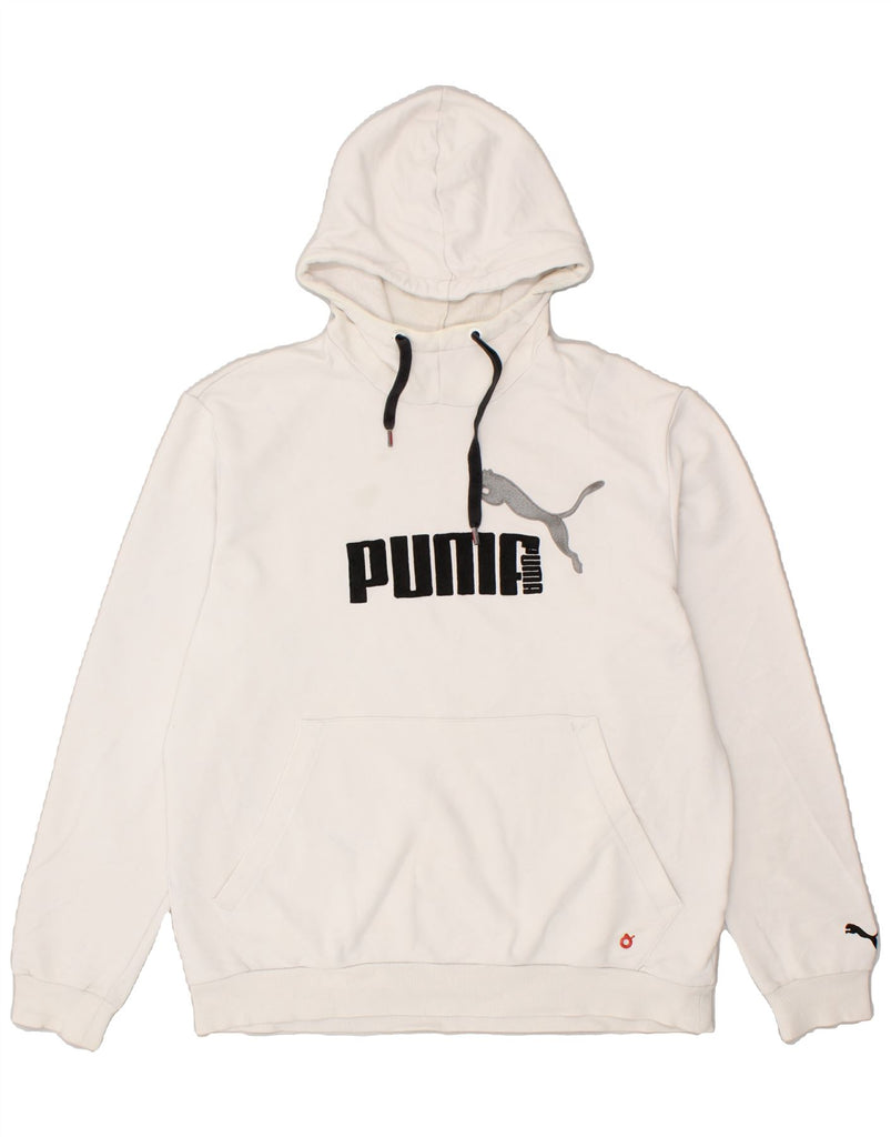 PUMA Mens Graphic Hoodie Jumper Large White Cotton Vintage Puma and Second-Hand Puma from Messina Hembry 