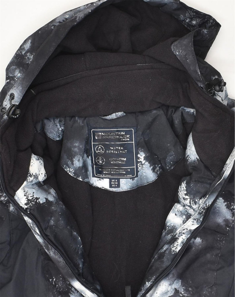 MOUNTAIN WAREHOUSE Womens Hooded Rain Jacket UK 8 Small  Black Tie Dye | Vintage Mountain Warehouse | Thrift | Second-Hand Mountain Warehouse | Used Clothing | Messina Hembry 