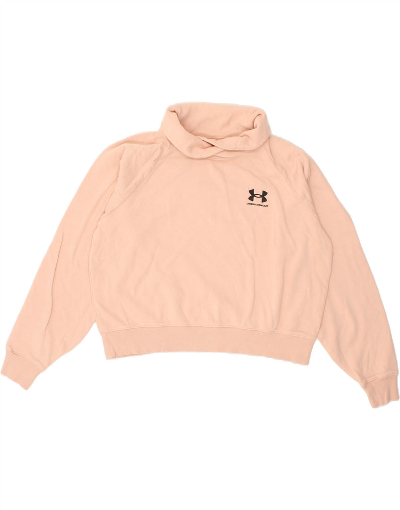 UNDER ARMOUR Womens Crop Roll Neck Sweatshirt Jumper UK 16 Large Pink | Vintage Under Armour | Thrift | Second-Hand Under Armour | Used Clothing | Messina Hembry 