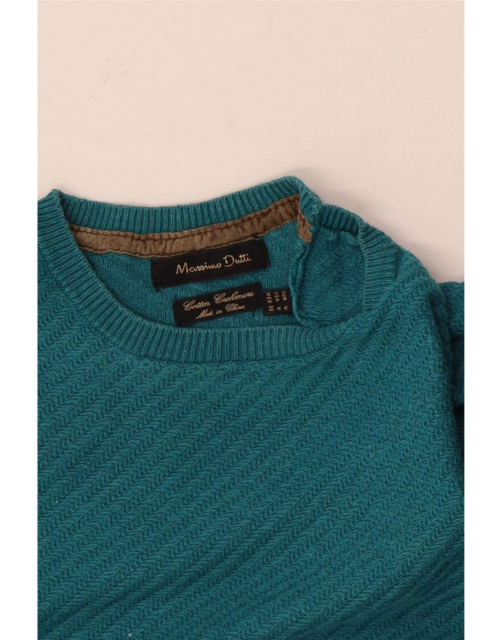 Massimo Dutti Mens Crew Neck Jumper Sweater Medium Blue Cotton