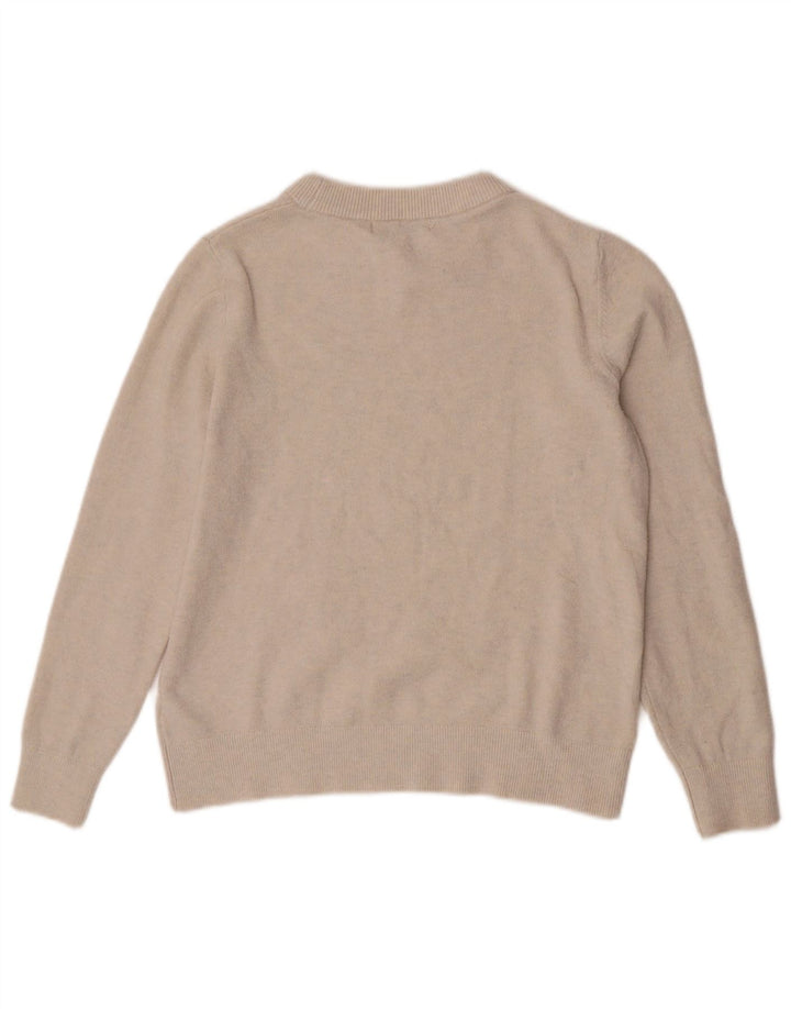 Marks & Spencer Womens Boat Neck Jumper Sweater UK 10 Small Beige Polyester