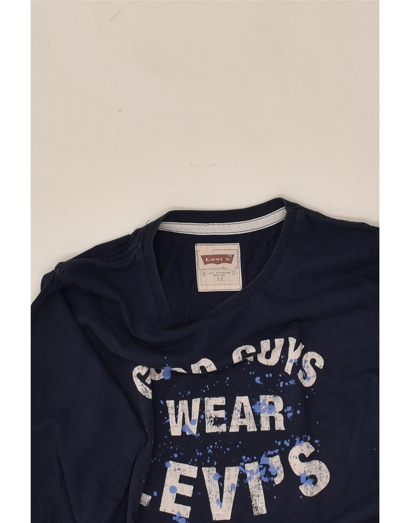 LEVI'S Boys Graphic Top Long Sleeve 11-12 Years Navy Blue Cotton | Vintage Levi's | Thrift | Second-Hand Levi's | Used Clothing | Messina Hembry 