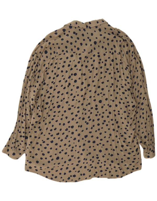 Armani Womens Shirt Blouse UK 20 2XL Brown Spotted Viscose