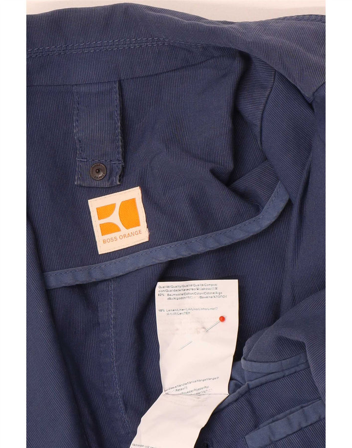Hugo Boss Mens 3 Button Blazer Jacket EU 52 XL Blue Cotton