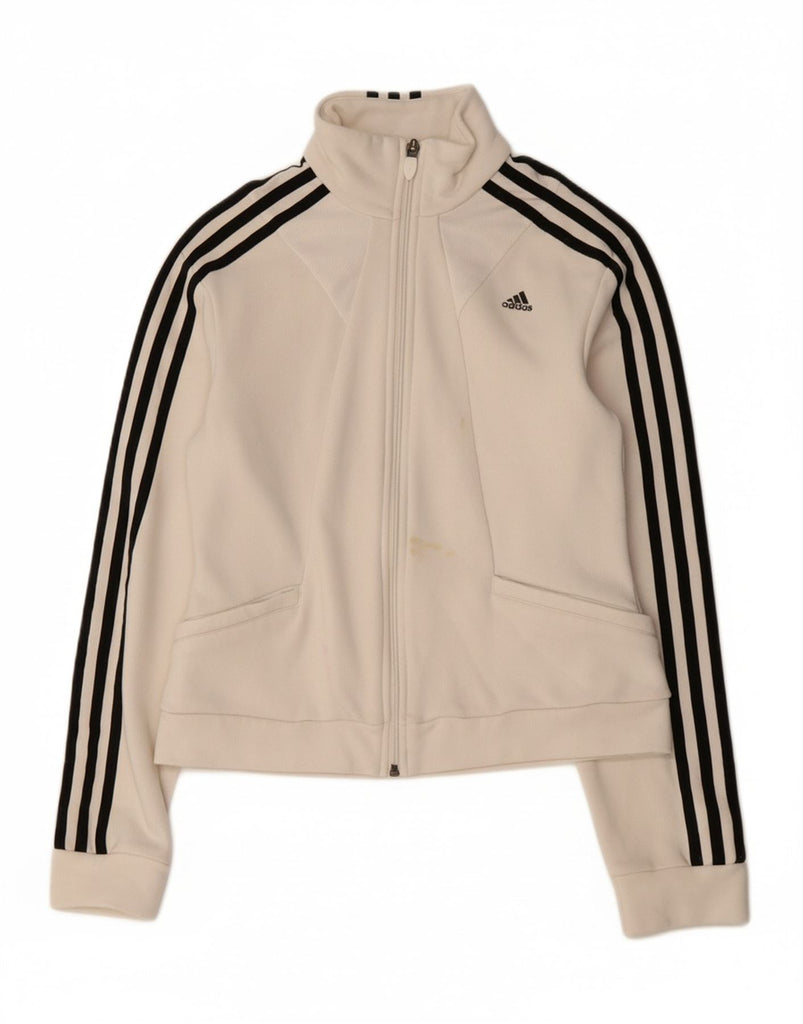 ADIDAS Womens Tracksuit Top Jacket UK 10 Small White Cotton Vintage Adidas and Second-Hand Adidas from Messina Hembry 