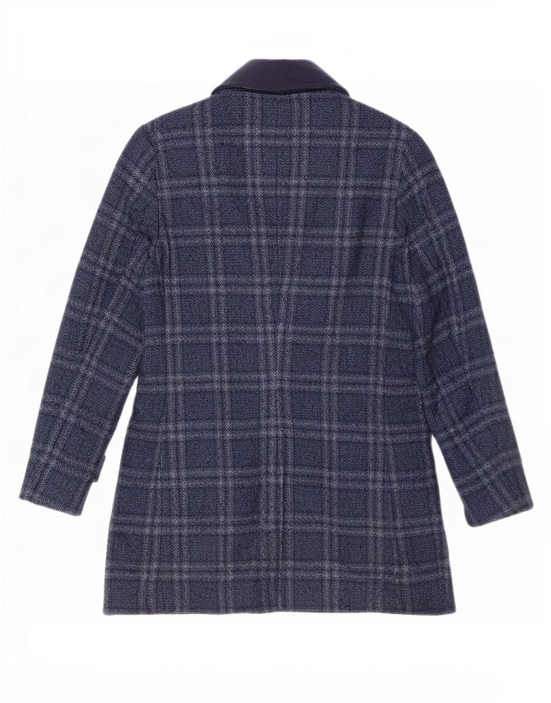Vintage Mens Overcoat IT 46 Small Navy Blue Check Polyester