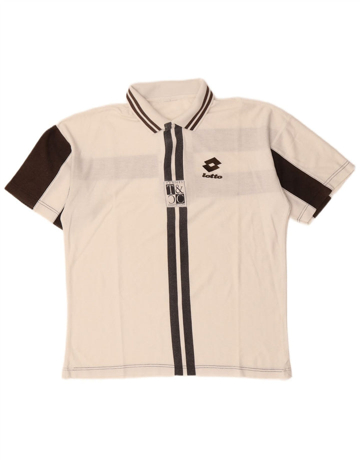 LOTTO Mens Graphic Polo Shirt Medium White Colourblock