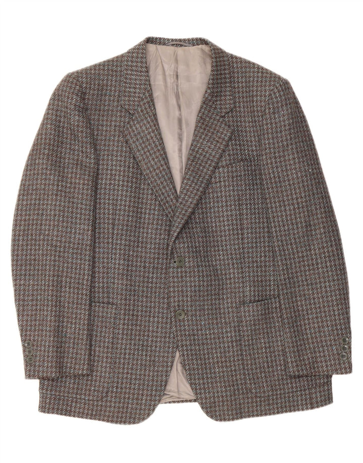 VINTAGE Mens 2 Button Blazer Jacket UK 38 Medium Grey Houndstooth