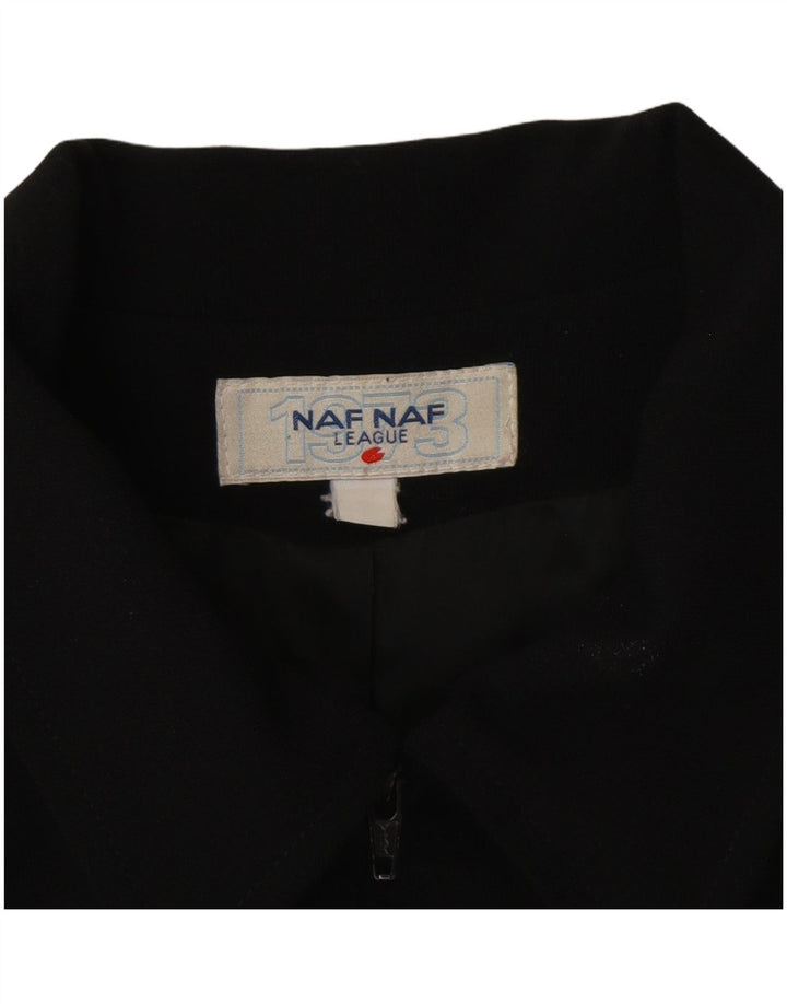 Naf Naf Womens Full Zip Blazer Jacket UK 10 Small Black Polyester
