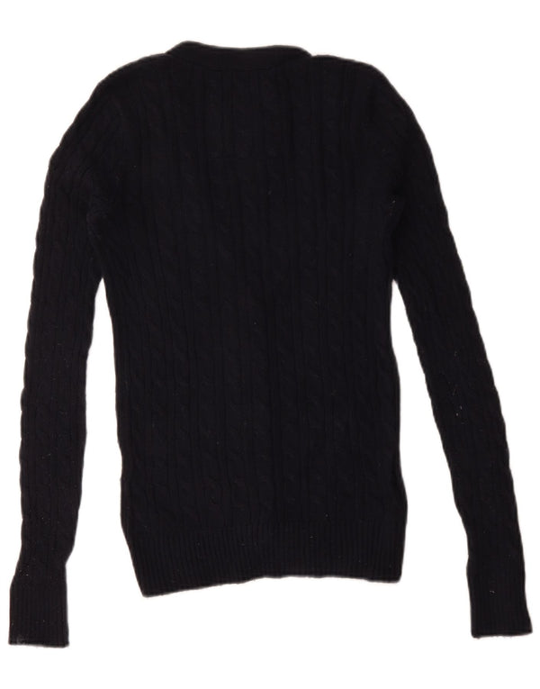 Abercrombie & Fitch Womens Cardigan Sweater UK 6 XS Navy Blue Cotton