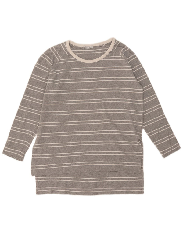 Zara Womens Top Long Sleeve UK 14 Medium Grey Striped