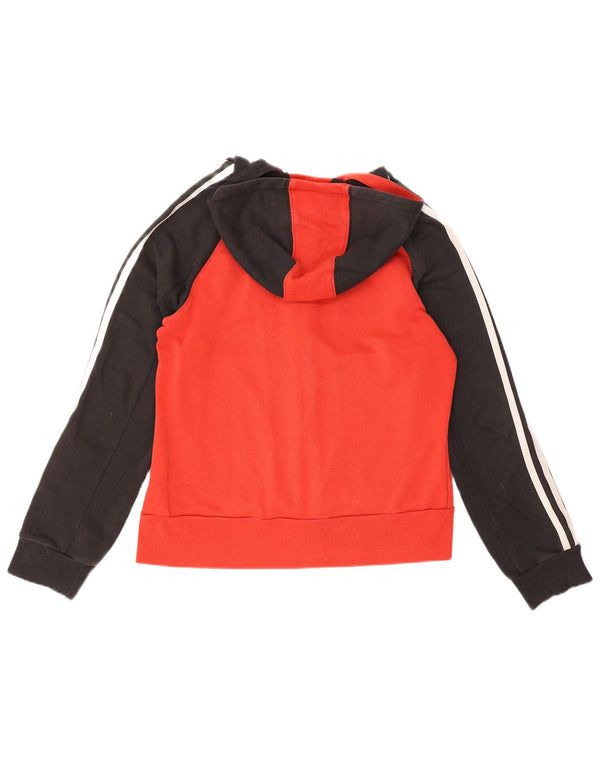 Adidas Womens Zip Hoodie Sweater UK 14 Medium Red Colourblock Cotton