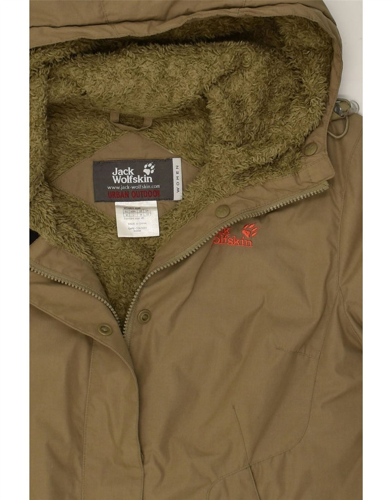 JACK WOLFSKIN Womens Hooded Windbreaker Jacket UK 12 Medium  Khaki Vintage Jack Wolfskin and Second-Hand Jack Wolfskin from Messina Hembry 