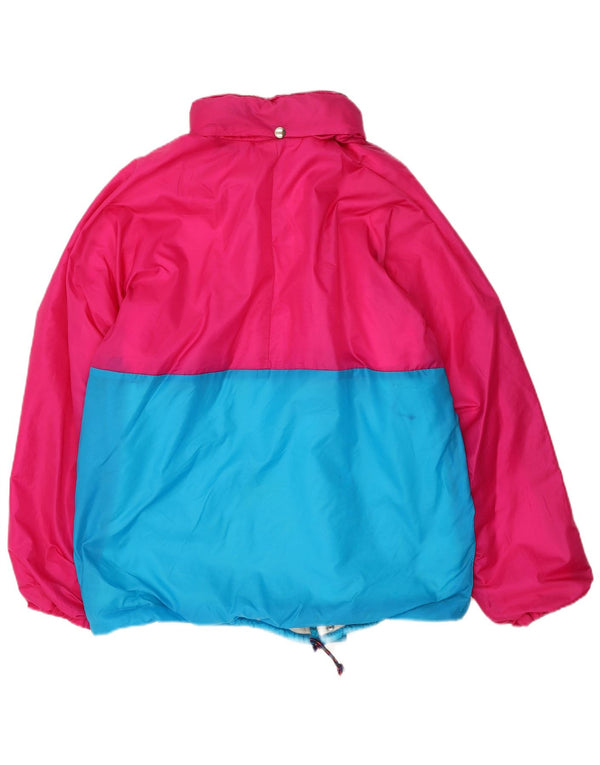 Vintage Mens Hooded Windbreaker Jacket UK 40 Large Pink Colourblock