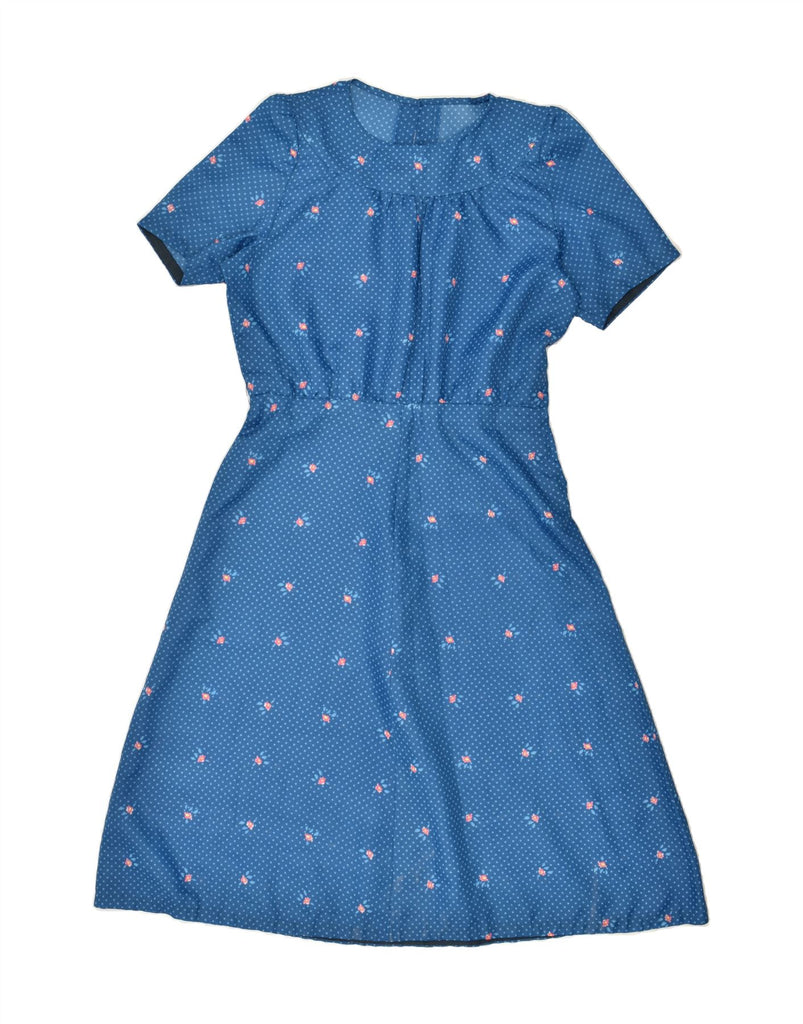 VINTAGE Womens A-Line Dress UK 12 Medium Blue Polka Dot | Vintage Vintage | Thrift | Second-Hand Vintage | Used Clothing | Messina Hembry 