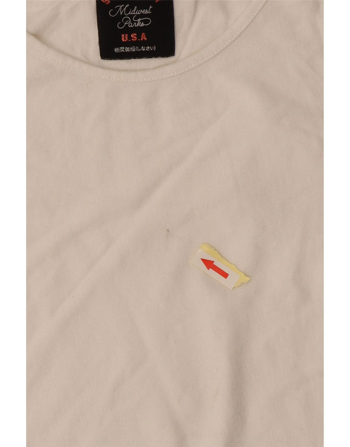 Superdry Womens Regular Fit T-Shirt Top UK 6 XS Off White Cotton